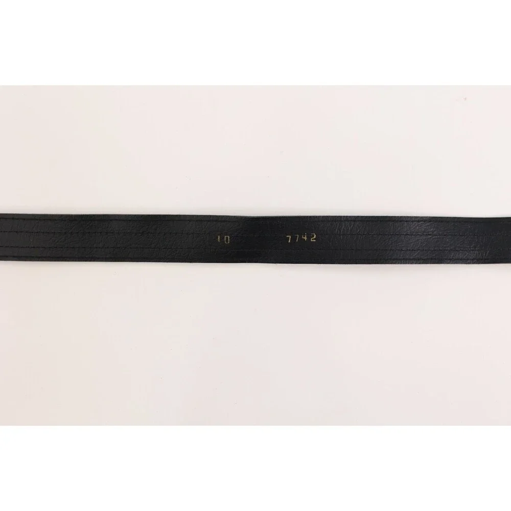 Vintage Women's Black Floral Folk Leather Round Buckle Belt Boho Western